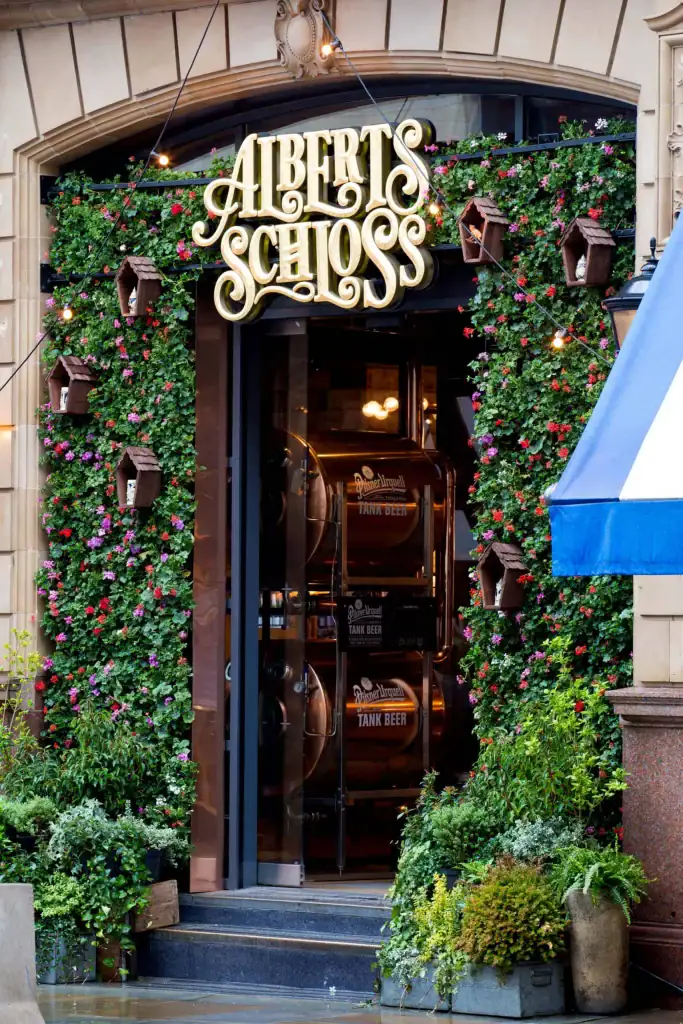 Alberts Schloss floral living wall in Manchester before full bloom