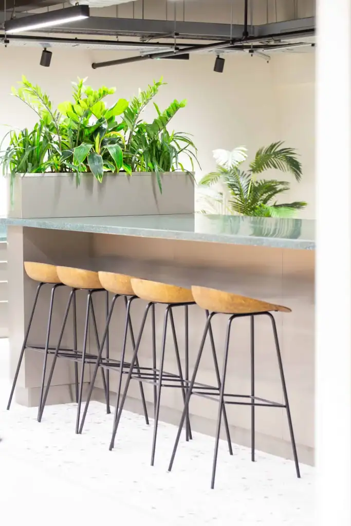 Custom-made troughs with artificial plants at Bruntwood SciTech's Alderley Park