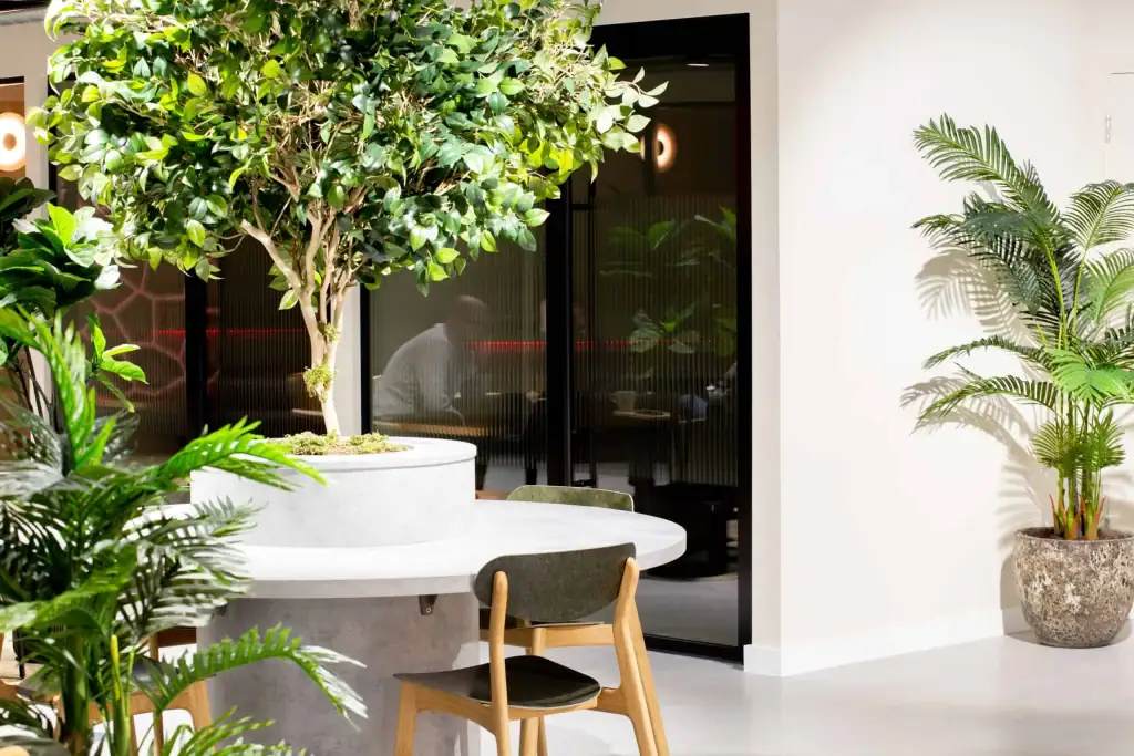 Custom-made tree fixed into client's custom-made circular table at Alderley Park