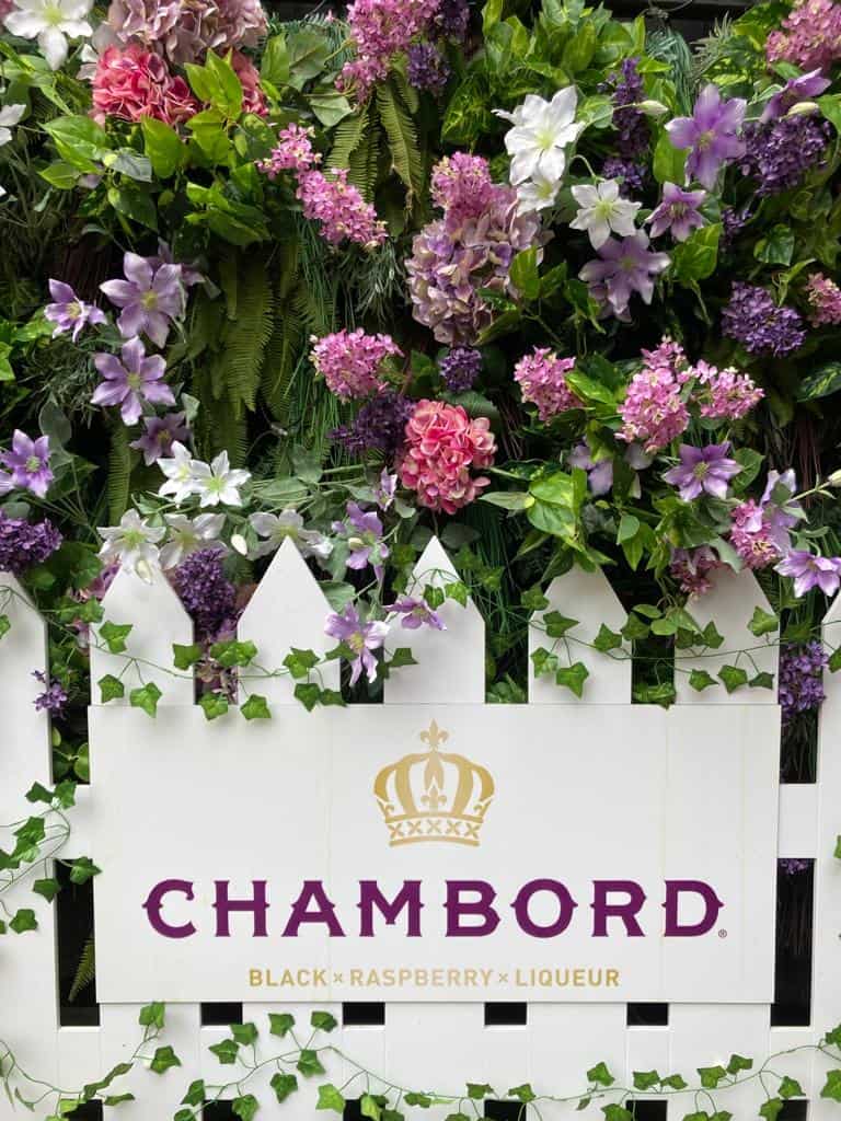 Chambord external floral installation at All Bar One