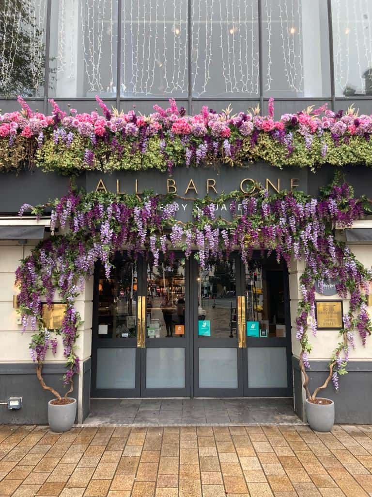 Bespoke floral entrance of All Bar One Chester