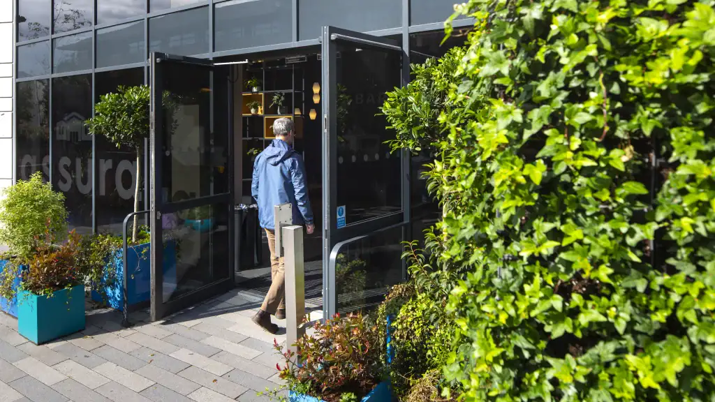Hyvert living wall at the entrance of Assura's 3 Barrington Road premises in Altrincham