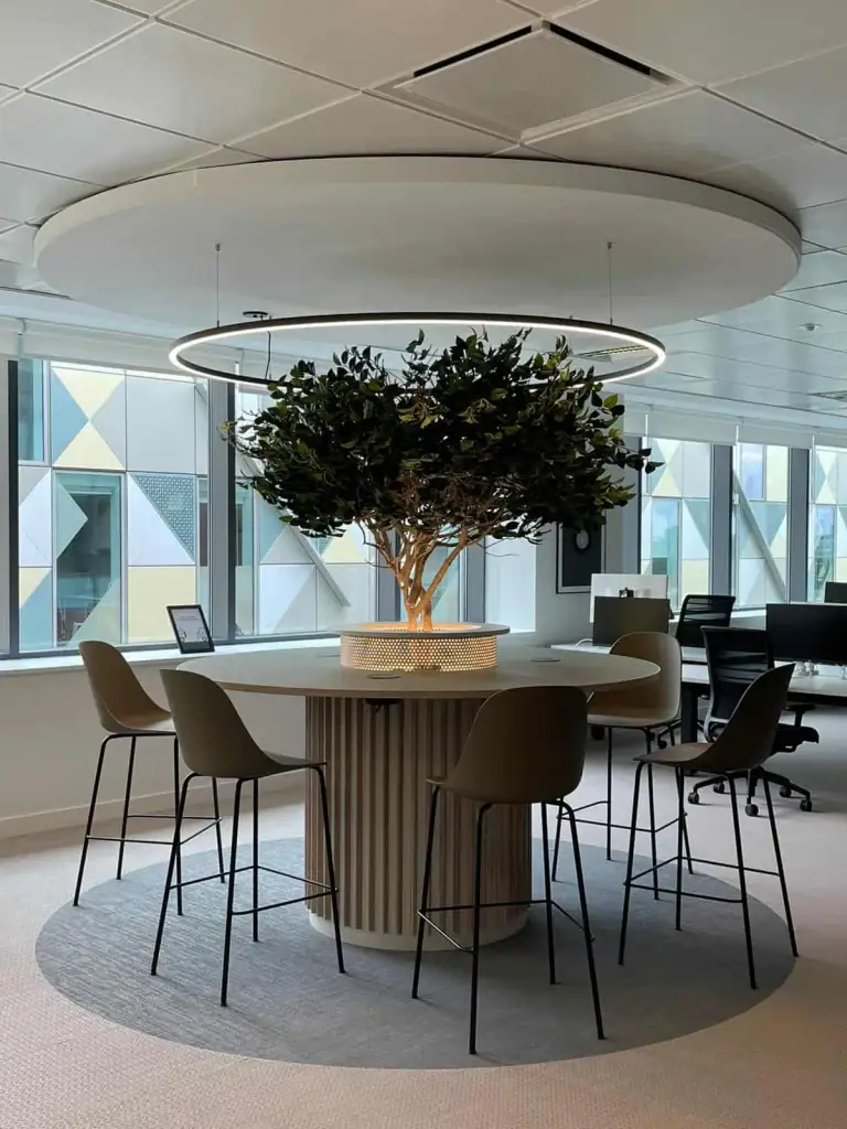 Bespoke tree planting in Autotrader's custom-made workspace planter