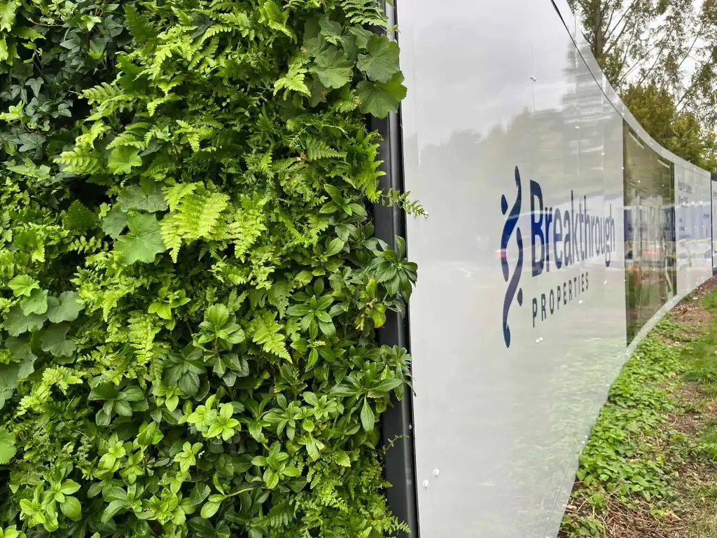 TRinity by Breakthrough Properties Trinity hoarding with temporary HYVERT living wall