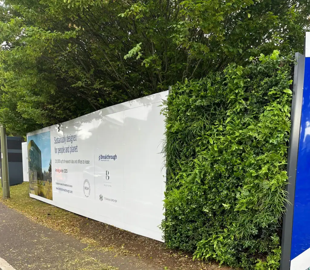 TRinity by Breakthrough Properties hoarding with temporary HYVERT living wall