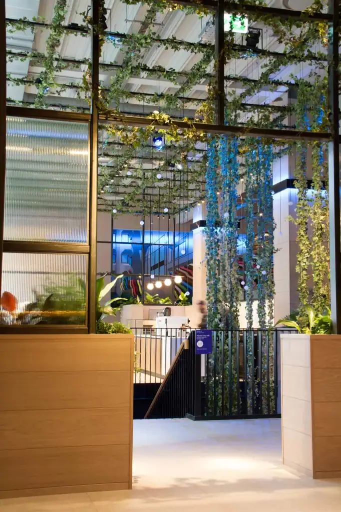 Bruntwood Bloc trailing and ceiling mounted artifical plants
