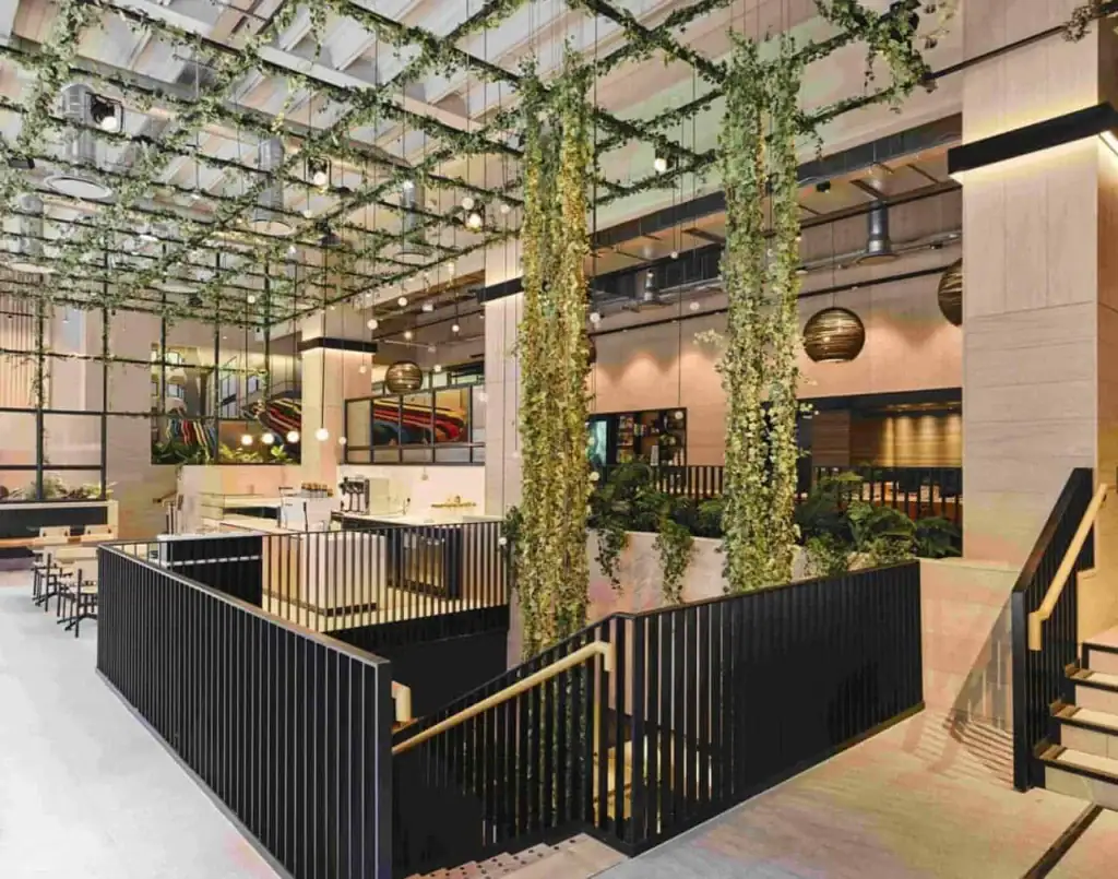 Bruntwood Bloc trailing and ceiling mounted artifical plants