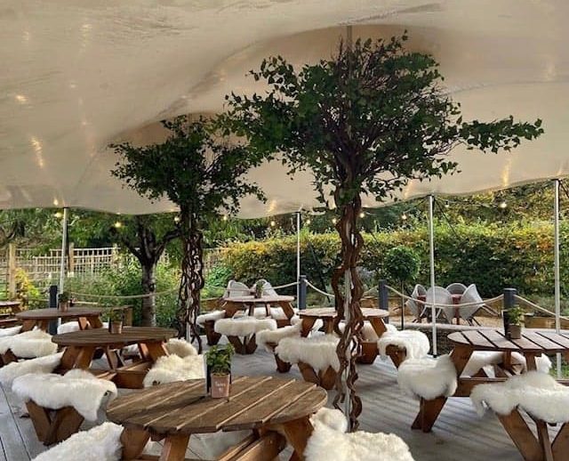 Custom curly wood, natural Manzanita and large Birch foliage tree for interior design specialist Concorde BGW's client Butcombe Brewing Co