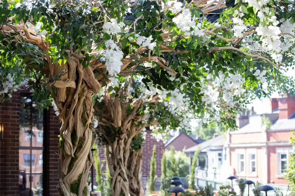 Cibo Hale's custom built tree with white flowers