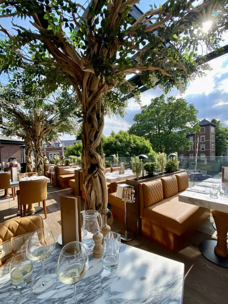 Repurposed and rebuilt bespoke tree on Cibo terrace