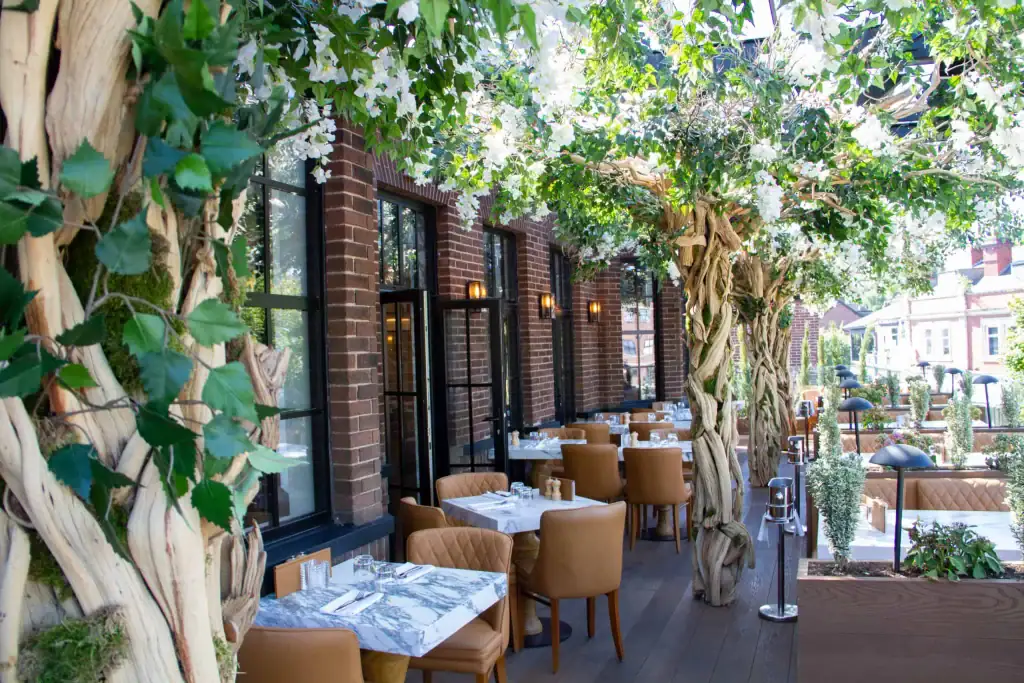 Mediterranean terrace style plant installation for Cibo, Hale, Cheshire