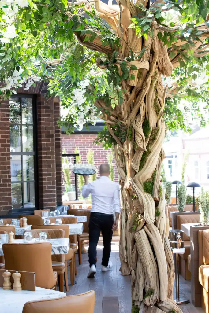 Bespoke tree planted on first floor at Cibo in Hale, Cheshire