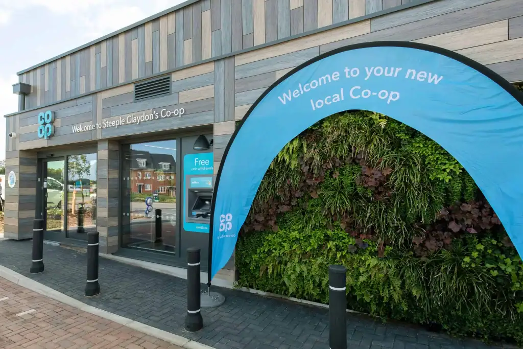 CoOp Steeple Claydon HYVERT living wall to front of shop premises