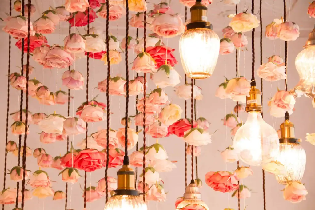 Hanging roses floral display for The Florist