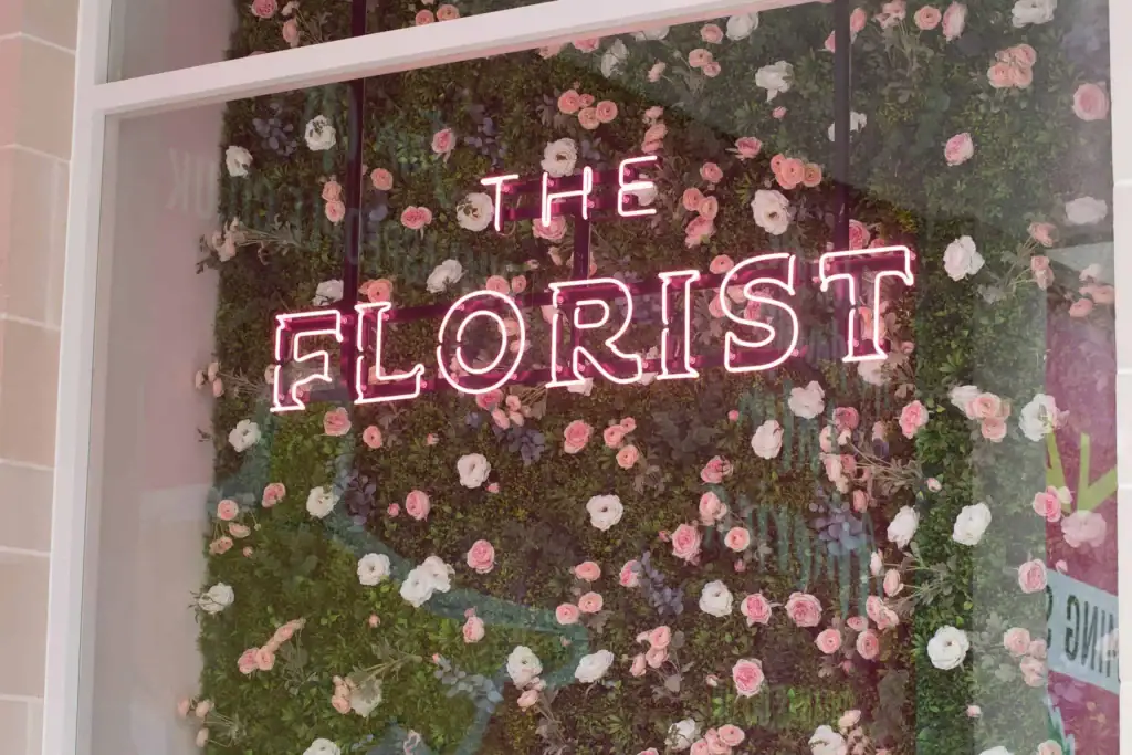 The Florist floral display and artificial green living wall