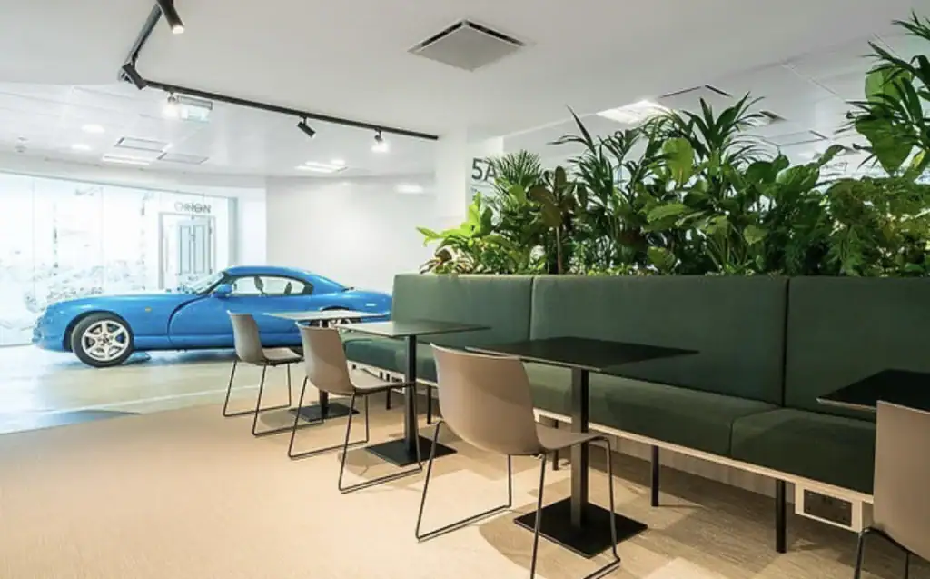Auto Trader Manchester live plants in troughs built into furniture