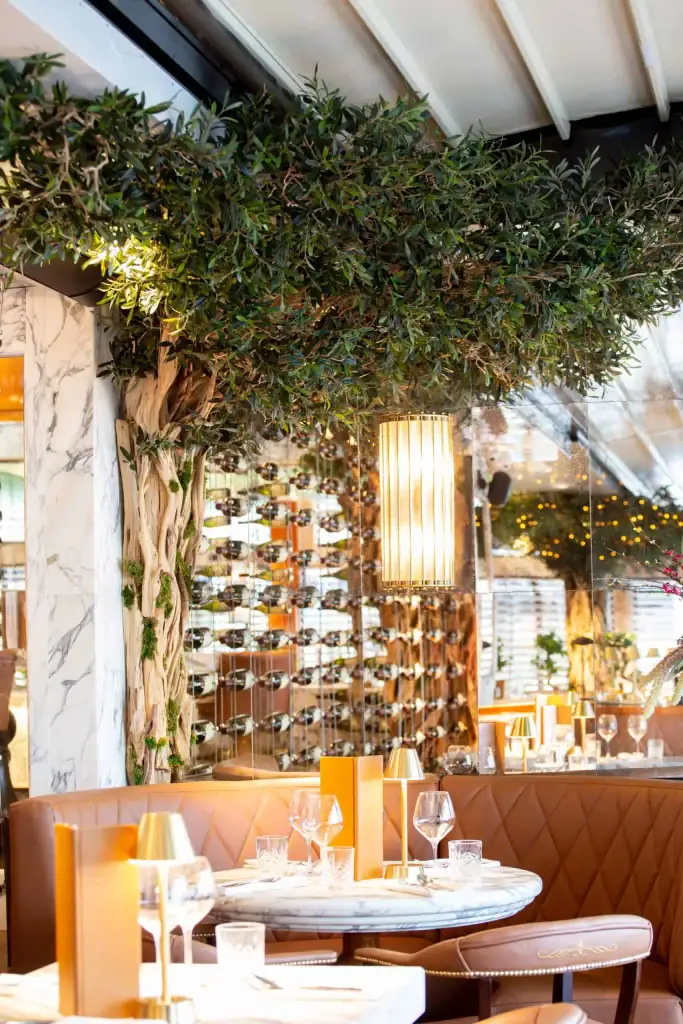 Wilmslow's Cibo restaurant's artificial foliage including replica ivy garlands