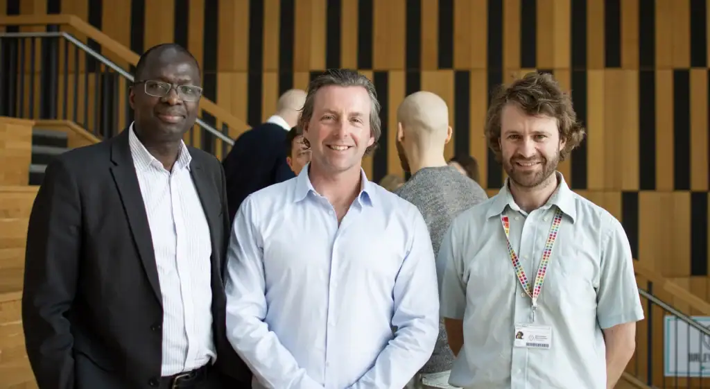 I Want Plants MD Richard Rowlands with Manchester Metropolitan University's Academics Bamidele Adebisi and David Megson