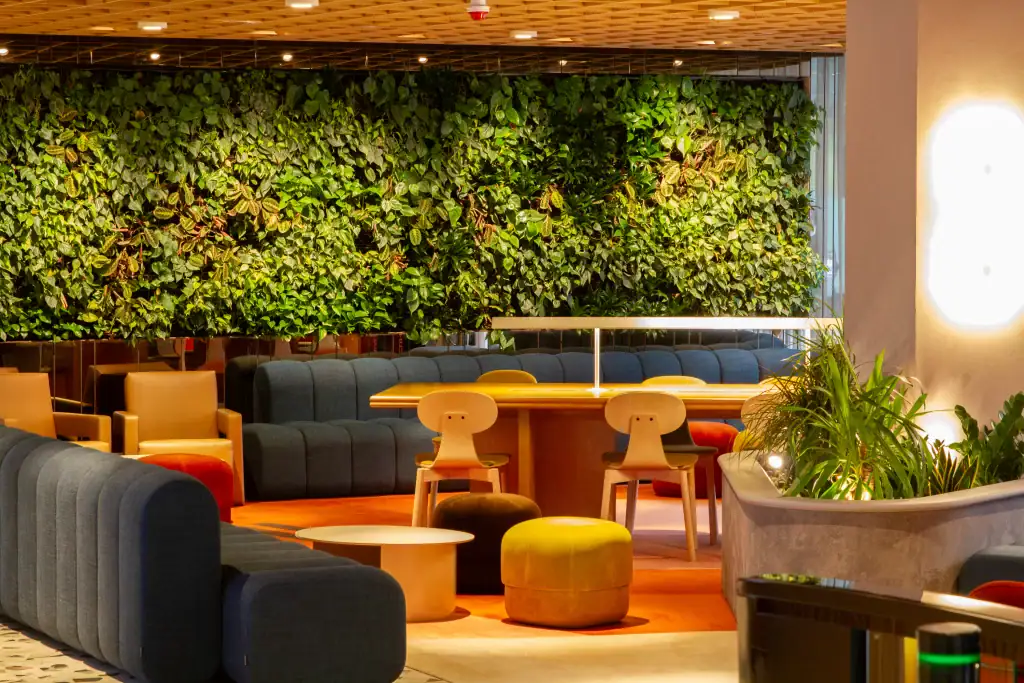 HYVERT living wall internally at PLaza Liverpool lounge area