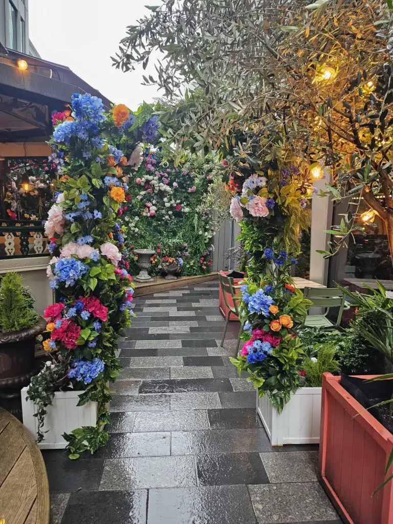 Flight Club custom installation replica flowers for summer terrace
