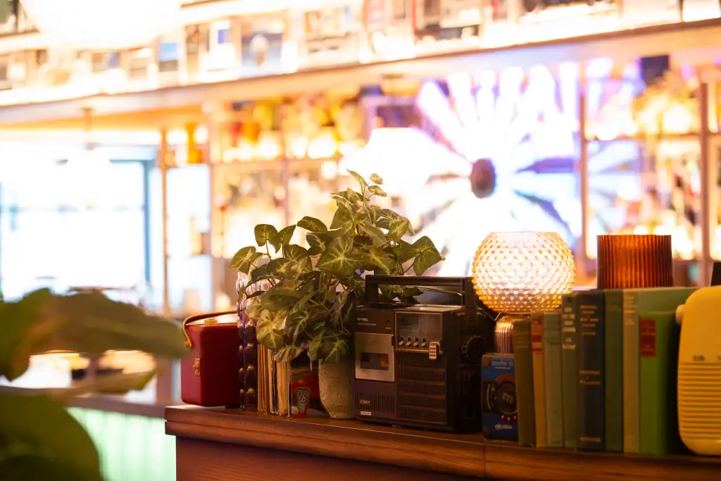 small artificial plant in pot at electric shuffle manchester