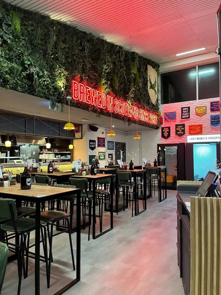 Brewdog Edinburgh Airport artificial living wall by I Want Plants