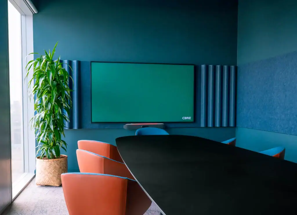 CBRE liverpool meeting room with live plant in terracotta pot