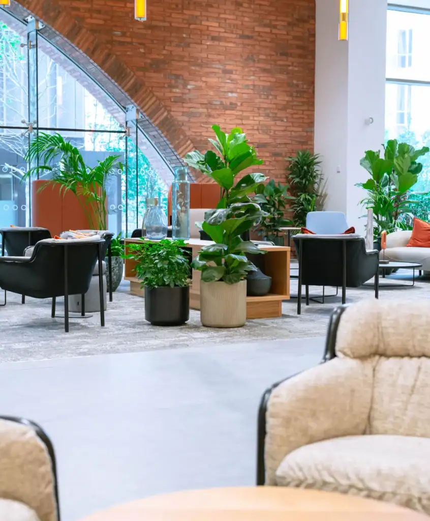 Bruntwood SciTech 3 Circle Square communal entrance area with planting scheme by I want Plants