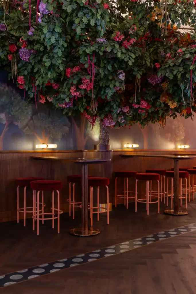 Clays Soho with artificial woodland foliage custom installation