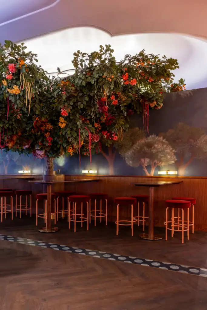 Clays Soho with artificial woodland foliage custom installation