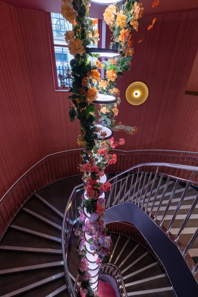Clays, Soho helical light and artificial floral installation
