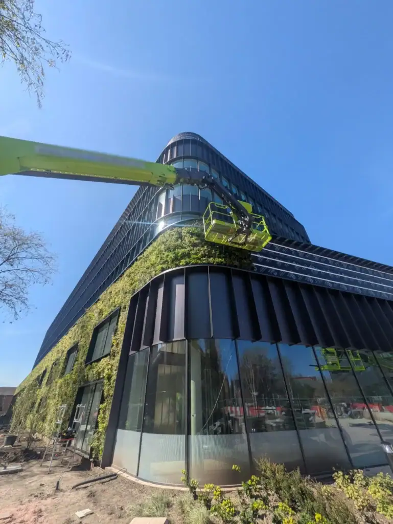 Greenheys Manchester mid installation of HYVERT living wall